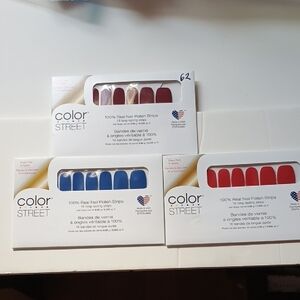Color Street Nail Polish Strips Trio - Bold Red and Classic Blue